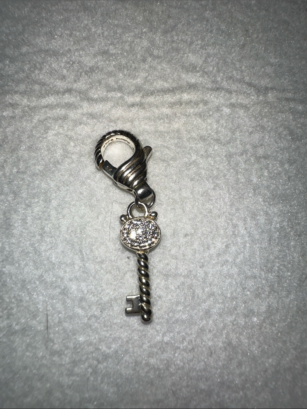 Judith Ripka Silver Key Charm with Pave Center